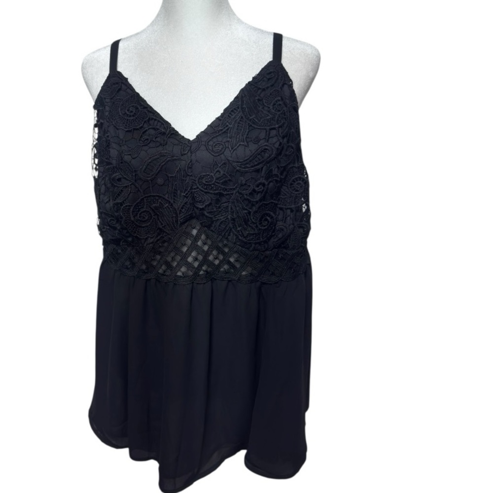 Torrid Lace Gauze Cami Top Black Plus Size 2 – Romantic Boho Layered Tank NWT